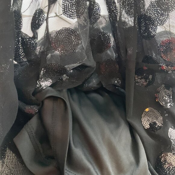 New Betsey Johnson 6 Sequin Polka Dot Sleeveless Midi Dress Sheer Onyx Goth - Picture 15 of 15